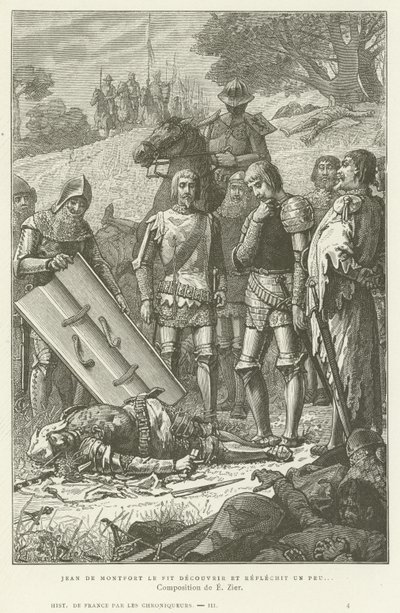 Jean de Montfort scopre il corpo di Carlo di Blois dopo la battaglia di Auray, 1364 da French School