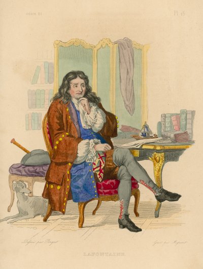 Jean de la Fontaine (incisione colorata) da French School