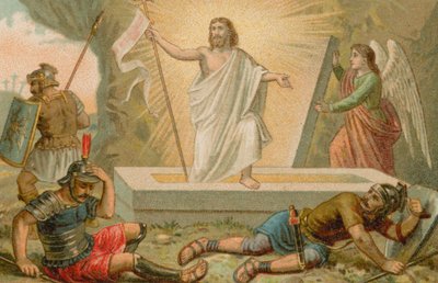 Gesù Cristo risorge dalla sua tomba da French School