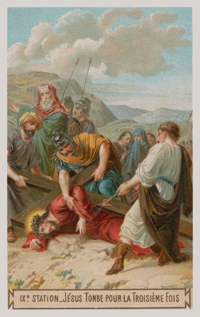 Gesù cade per la terza volta. La nona stazione della Via Crucis da French School