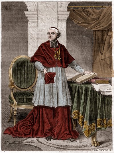 Joseph Fesch (1763-1839), cardinale francese - incisione 1879 - Ritratto del cardinale Joseph Fesch, zio di Napoleone Bonaparte (1763-1839) - in 