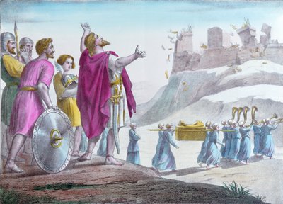 Giosuè che comanda alle mura di Gerico di crollare da French School