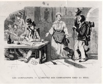 Apprendista che arriva in una pensione, c. 1850 da French School