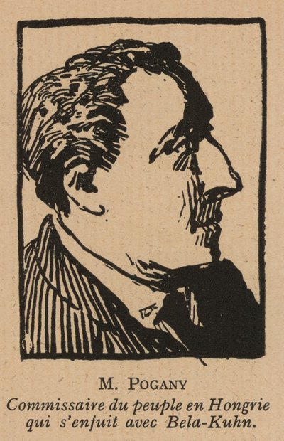 Jozsef Pogany, politico rivoluzionario comunista ungherese, membro del governo della Repubblica Sovietica Ungherese nel 1919 (litografia) da French School