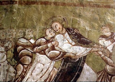 Giuda che bacia Cristo (affresco) (dettaglio) da French School