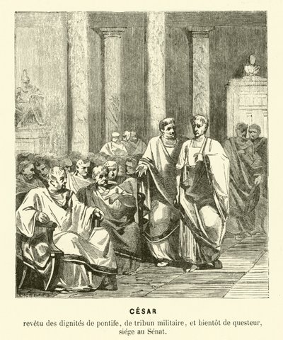 Giulio Cesare nel Senato Romano (incisione) da French School