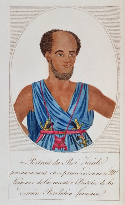 Re Zaide, Senegal, frontespizio di Naufrage de la frégate la Méduse, di A. Correard e J.B.H. Savigny, 1818 da French School