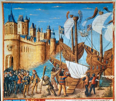 Re di Francia Luigi IX (San Luigi) (1214-1270) che parte per la settima crociata da French School