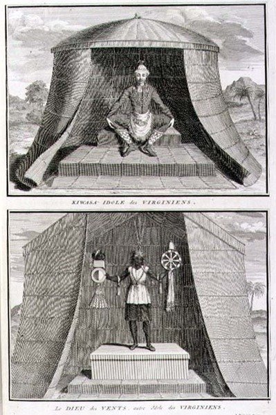 Kiwasa e il Dio dei Venti, idoli dei Virginiani, illustrazione da 