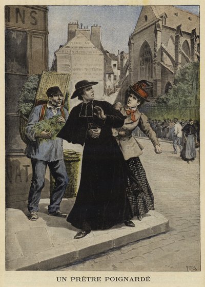 Attacco con coltello a un prete, Francia, 1897 da French School