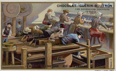 Fabbricazione di coltelli. Officina di affilatura da French School