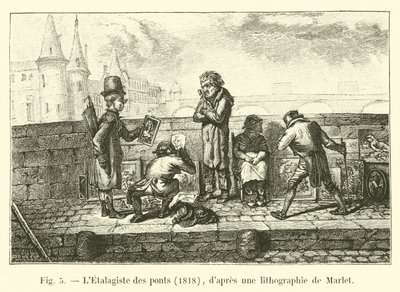 Il venditore ambulante dei ponti, 1818, secondo una litografia di Marlet da French School