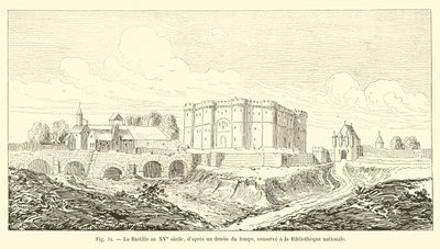 La Bastiglia nel XV secolo, da un disegno del tempo, conservato alla Biblioteca nazionale da French School