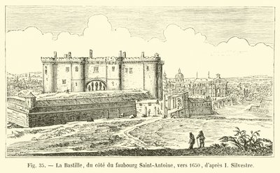 La Bastiglia, dal lato del sobborgo Saint-Antoine, verso il 1650, da I Silvestre da French School