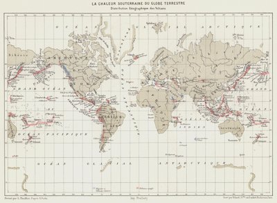 Il calore sotterraneo del globo terrestre, distribuzione geografica dei vulcani da French School