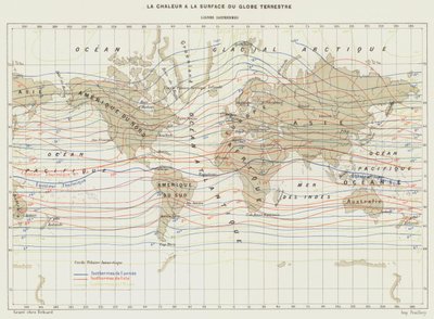Il calore alla superficie del globo terrestre, linee isoterme da French School