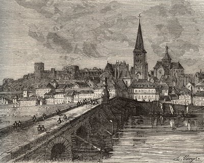 La Charité-sur-Loire - Nièvre, nella regione della Borgogna - incisione in "Francia illustrata: geografia, storia, amministrazione statistica" di V.-A. Malte-Brun. 1884 da French School