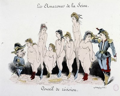La Comune: Consiglio di revisione delle amazzoni della Senna - disegno, Museo Carnavalet da French School