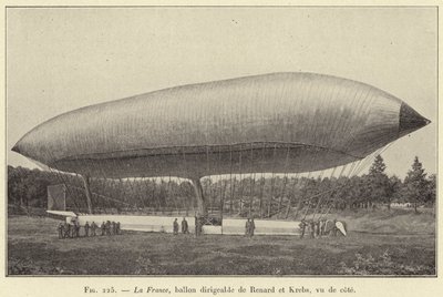 La France, dirigibile di Renard e Krebs, visto di lato da French School