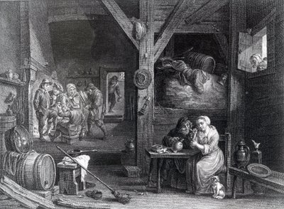 La Fumeuse, stampa di Jean Baptiste Patas dopo David Teniers il Giovane, 1786-1808 da French School