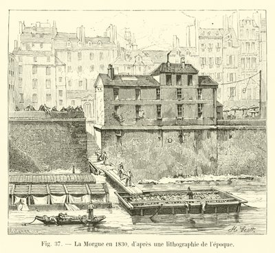 La Morgue nel 1830, da una litografia dell
