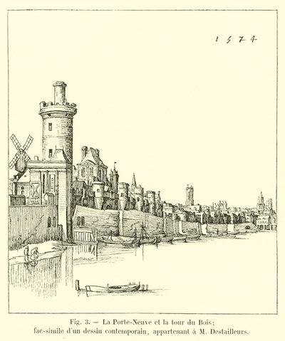 La Porta Nuova e la torre del Bois; fac-simile di un disegno contemporaneo, appartenente a M. Destailleurs da French School