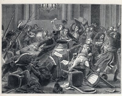Il Terrore durante la Rivoluzione Francese: arresto di Maximilien de Robespierre (1758-1794) e dei suoi sostenitori riuniti all