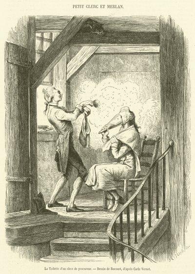 La Toilette di un chierico del procuratore (incisione) da French School