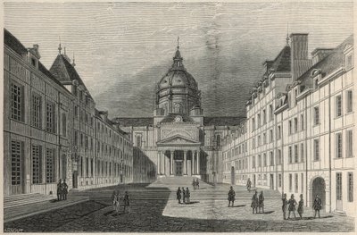 La corte della Sorbona a Parigi nel XIX secolo - Incisione in 