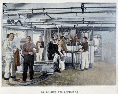 La cucina degli ufficiali - in "Album militaire - Marine: La vie à bord" da French School