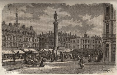 La Grand Place a Lille - incisione in "Histoire de France" di Victor Duruy - 1882 da French School