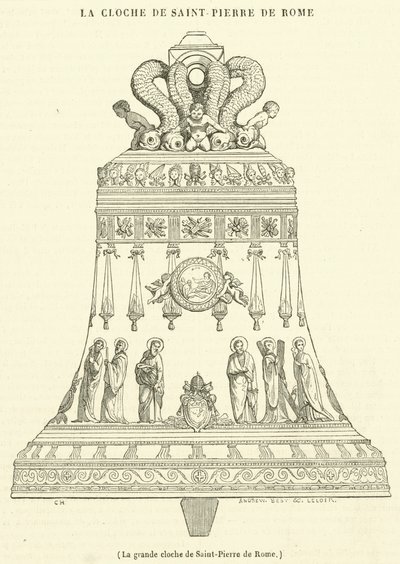 La grande campana di San Pietro a Roma (incisione) da French School
