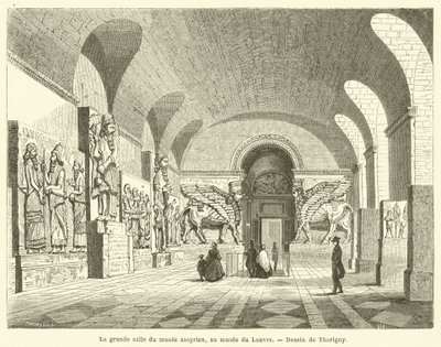 La grande sala del museo assiro, al museo del Louvre da French School