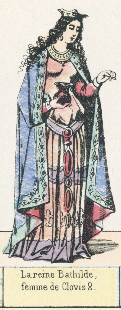 La regina Batilde, moglie di Clodoveo II da French School