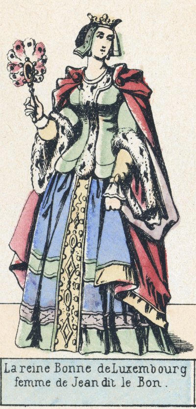 La regina Bona di Lussemburgo, moglie di Giovanni detto il Buono da French School