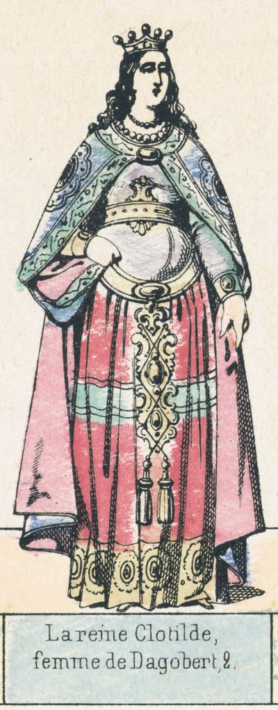 La regina Clotilde, moglie di Dagoberto II da French School