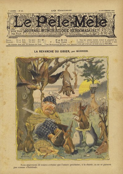 La vendetta della selvaggina. Illustrazione per Le Pele-Mele da French School