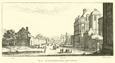 La rue delle Tuileries nel 1650, secondo I. Sylvestre da French School