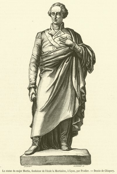 La statua del maggiore Martin, fondatore della scuola la Martiniere, a Lione da French School