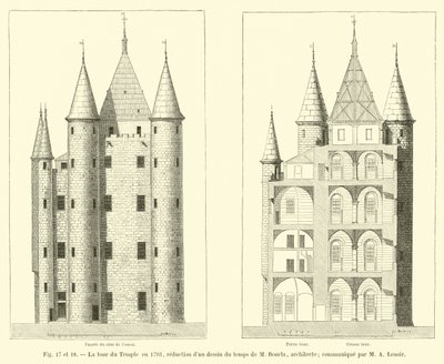 La torre del Tempio nel 1793, riduzione di un disegno dell