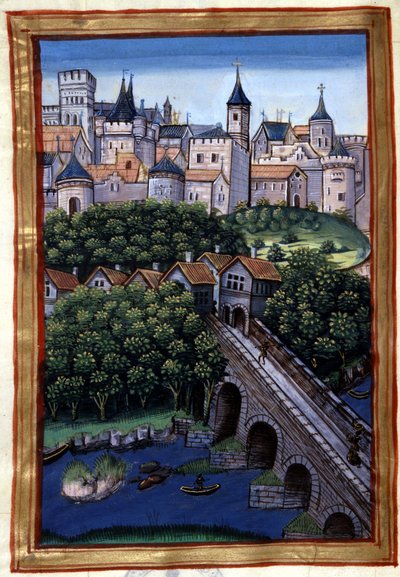 La città di Lione - in "Roman de Palamus, racconto del Leone" di Simphorian-Champier da French School