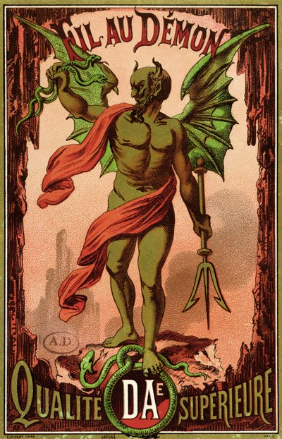 Etichetta per il marchio di filo da cucito Fil au Demon, c.1880-90 da French School