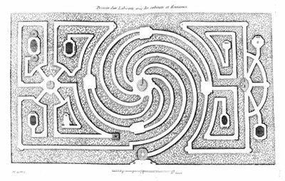 Progetto del labirinto con armadi e fontane. Basato sulla teoria e pratica del giardinaggio di A. J. Dézailler D