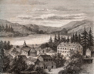 Lago di Gerardmer - Alsazia Champagne Ardenne Lorena - incisione in “La France illustrée: geografia, storia, amministrazione statistica” di V.A. Malt-Brown. 1884 da French School