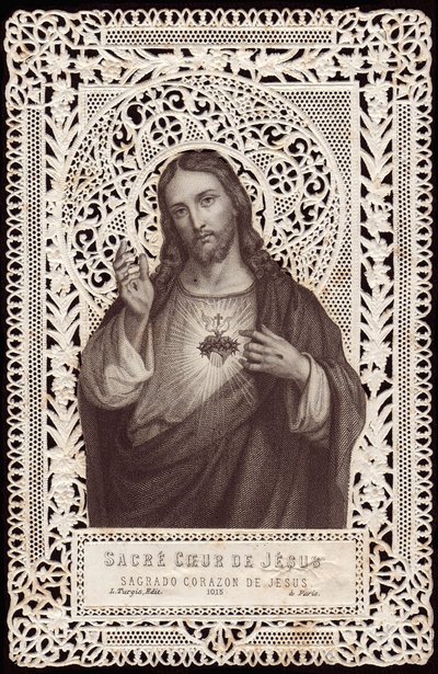 Cartolina raffigurante il Sacro Cuore di Gesù, XIX secolo da French School