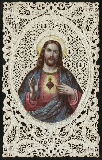Cartolina raffigurante il Sacro Cuore di Gesù, XIX secolo da French School