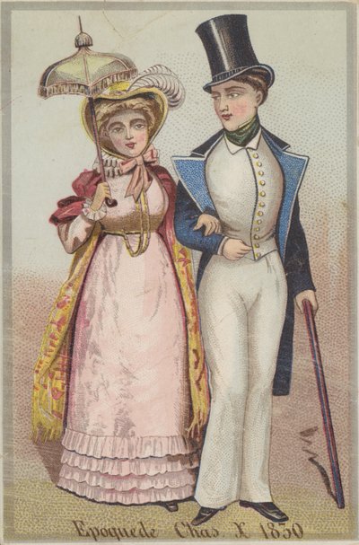 Signora e gentiluomo che camminano da French School