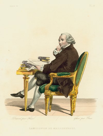 Lamoignon de Malesherbes (incisione colorata) da French School