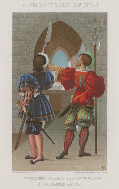 Lanciere delle guardie di Carlo V e un Yeoman svizzero da French School
