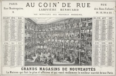 Grande magazzino Lariviere Renouard, Parigi (litografia) da French School